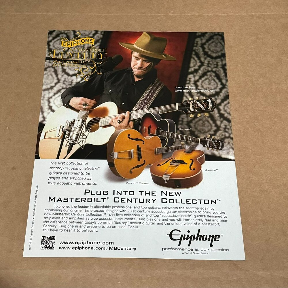 Jonathan Tyler - Masterbilt Century - Epiphone Guitars - 2017 Print Ad